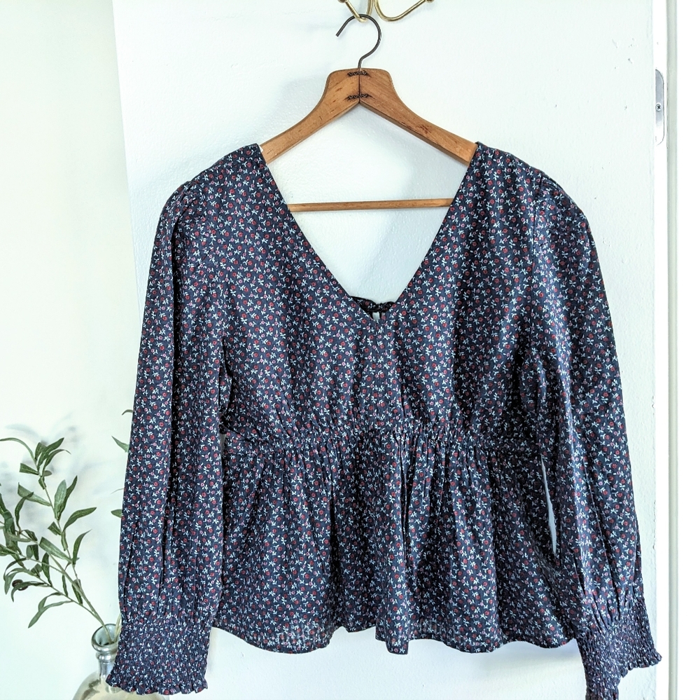 Sold! NWT Madewell Tie-Back Peplum Puff Sleeve Top - Picture 4 of 15